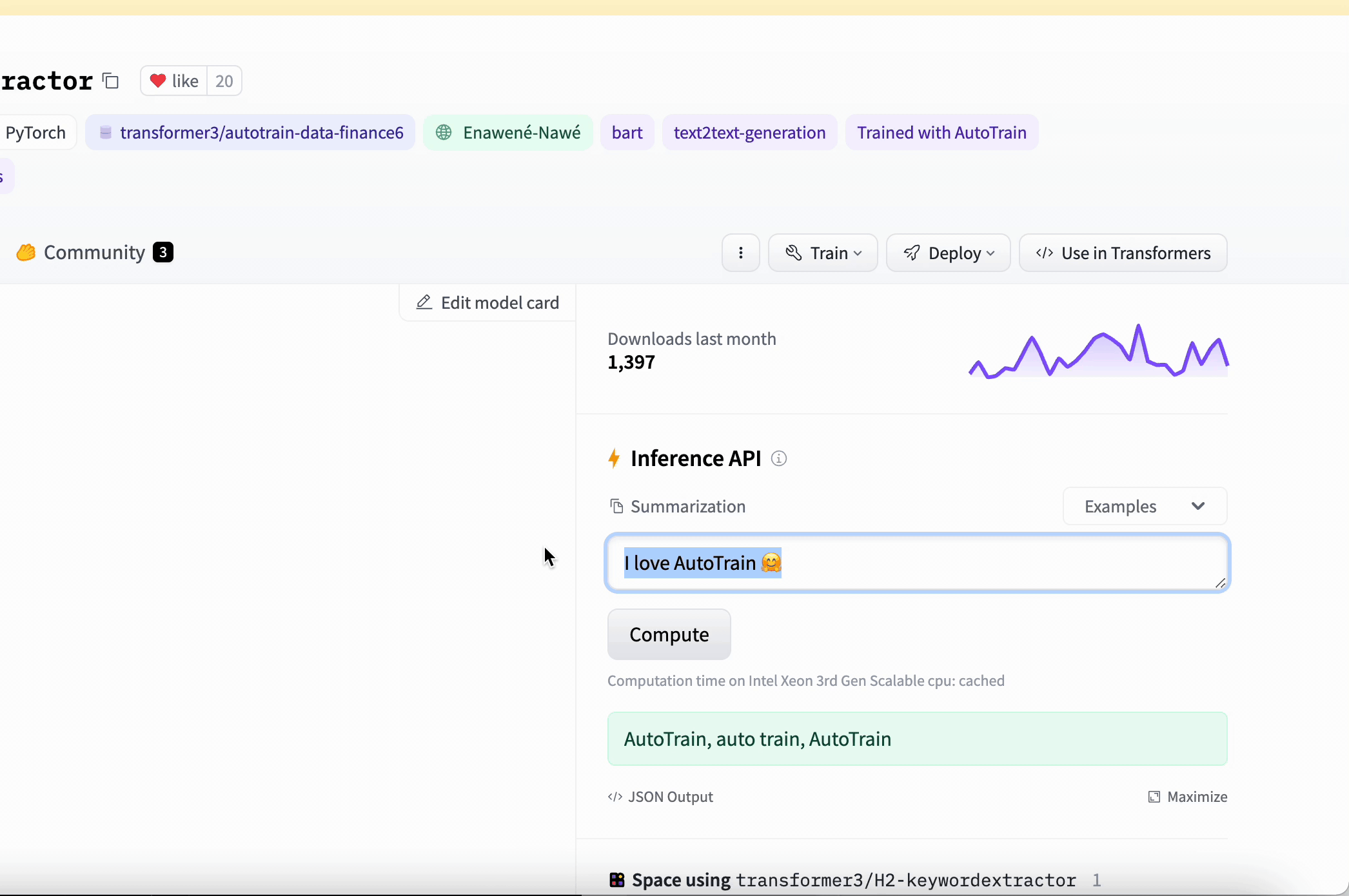 Testing keyword extraction model