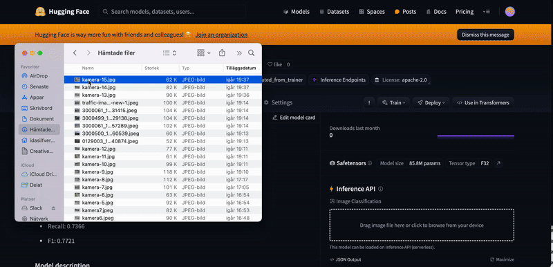 Testing the traffic model on HuggingFace
