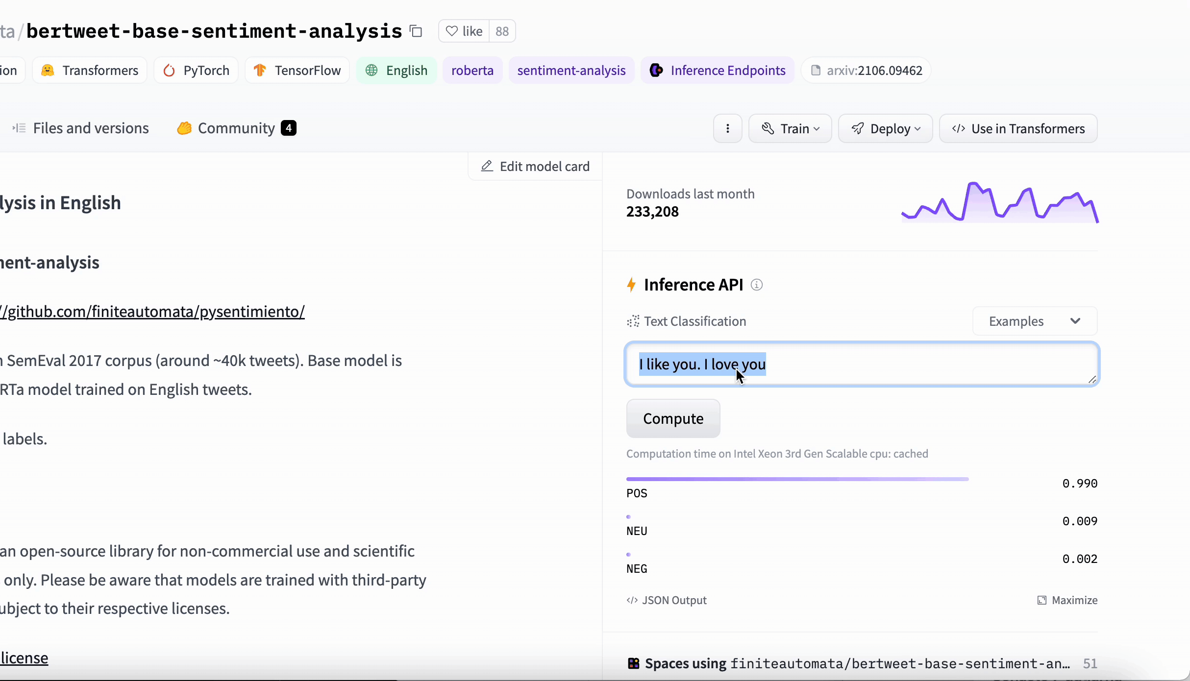 Testing sentiment analysis model